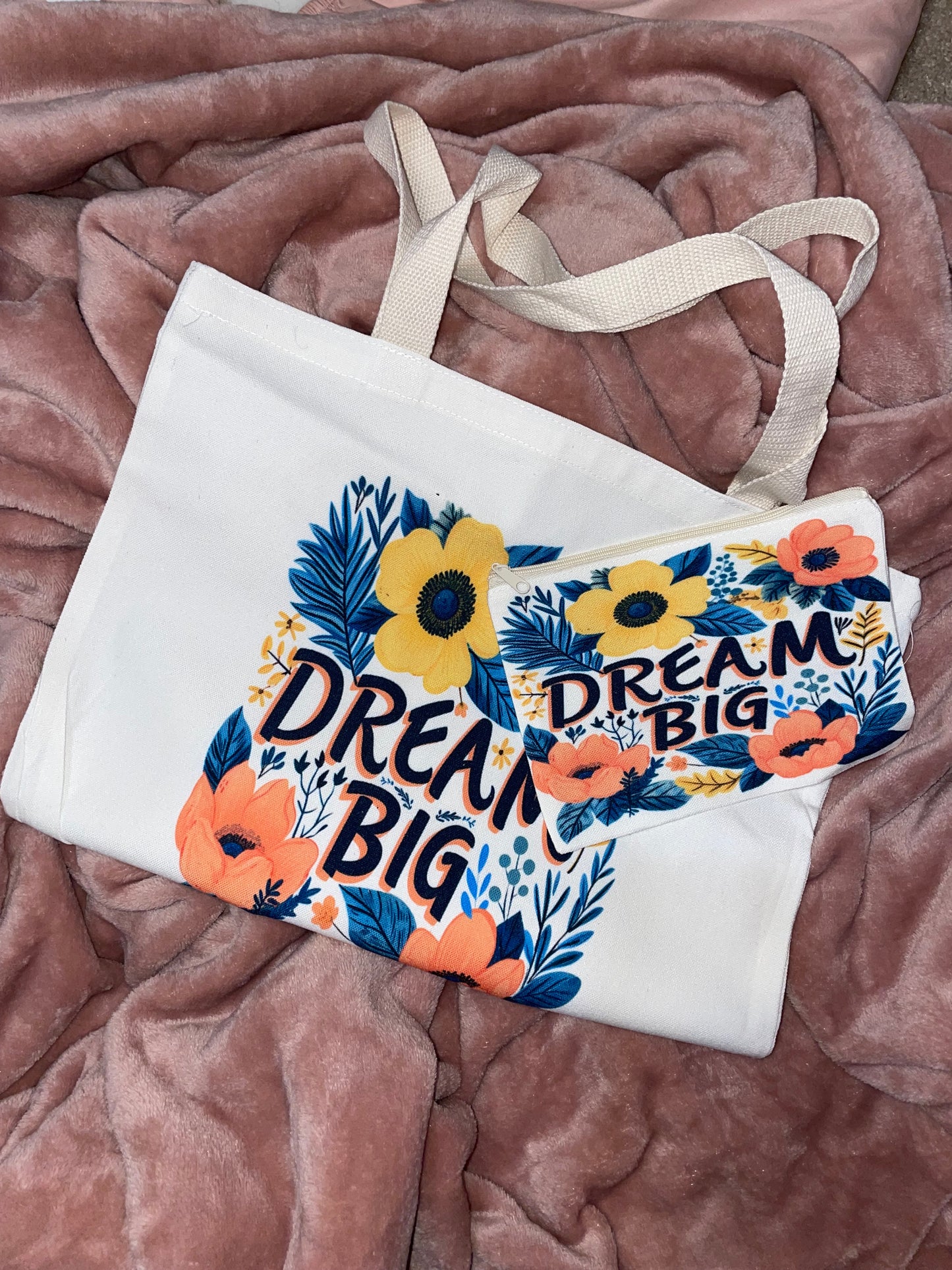 "Dream Big" Tote Bag and Makeup Bag Set